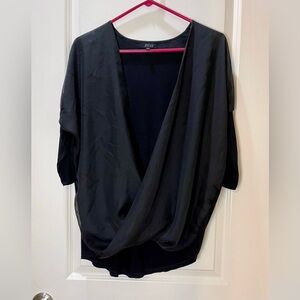 Arise Black Twist Front Draped Blouse Oversized Size M
